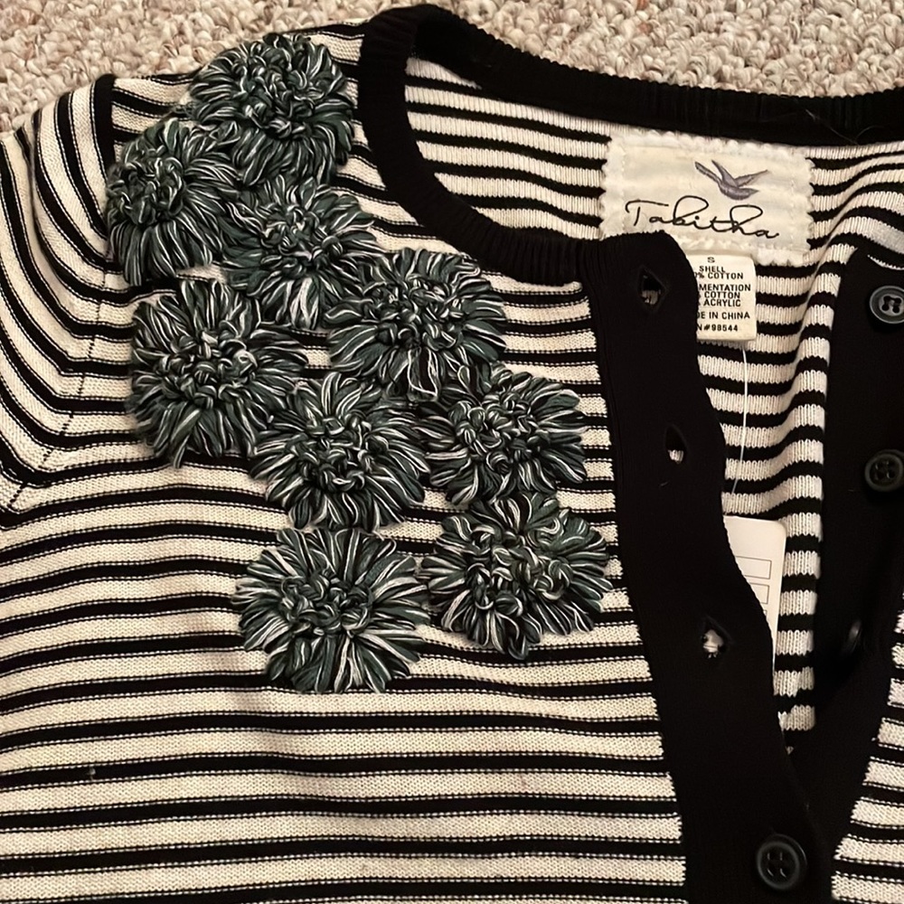 Anthropologie sweater with floral appliqué